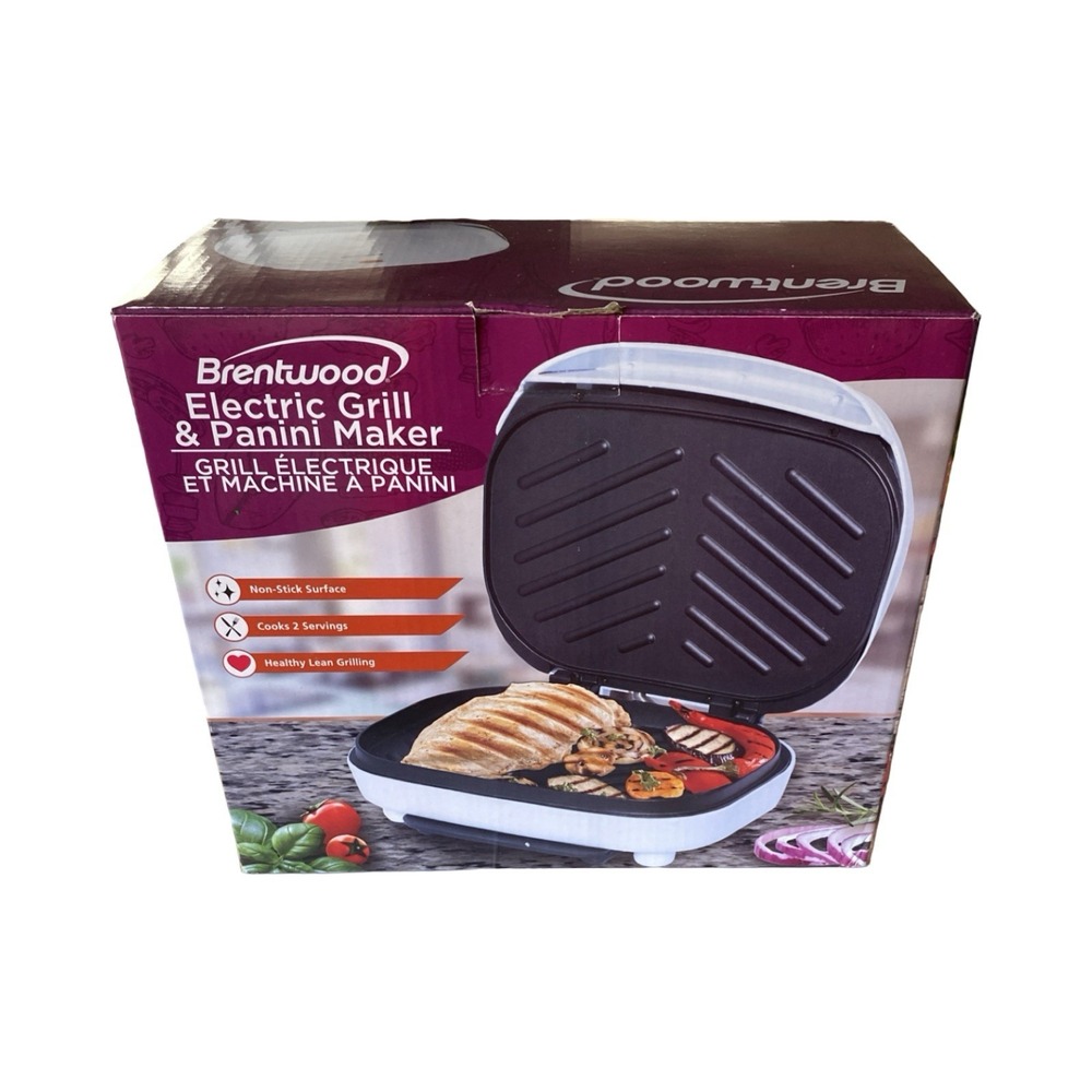 Brentwood Electric Grill & Panini Maker - White - NEW